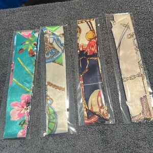 Floral and Chain Patterned Silk Scarves Set Perfect For Purses - Pick One